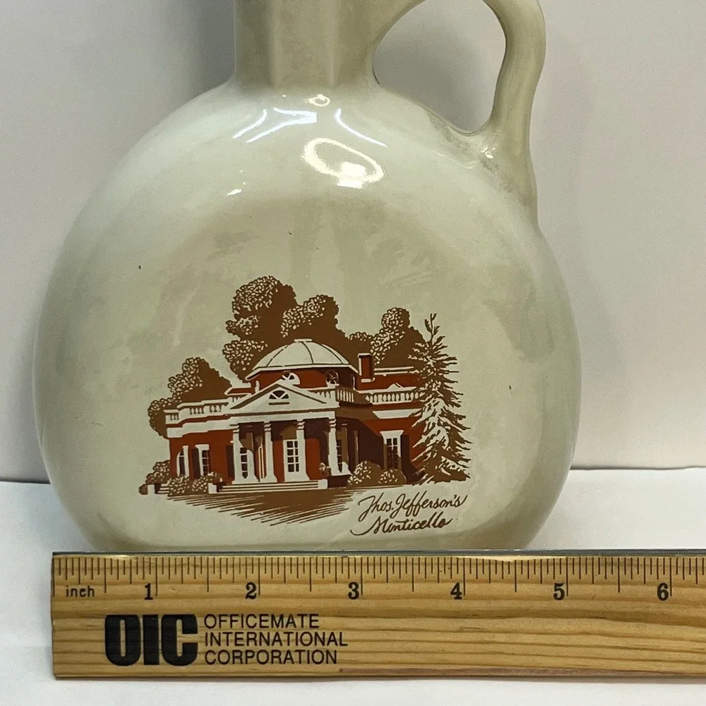 Vtg Stitzel-Weller Monticello Milk Glass Decanter 1849 Stopper Bourbon Bottle‎